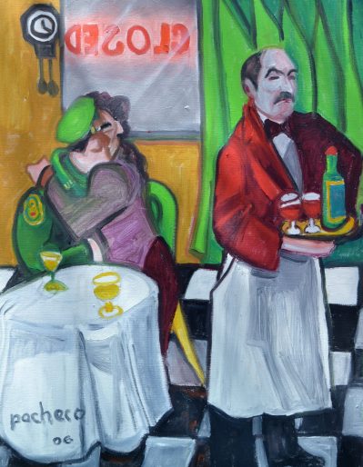 Ferdie Pacheco “Soldier and His Lover at the Columbia, Ybor” 28″x22″ Price on Request