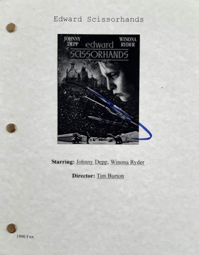 Johnny Depp, Signed "Edward Scissorhands" Full Movie Script