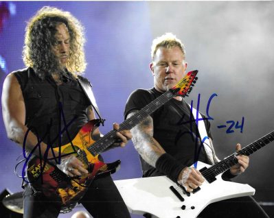 Metallica, James Hetfield and Kirk Hammett Signed 8x10 Photograph