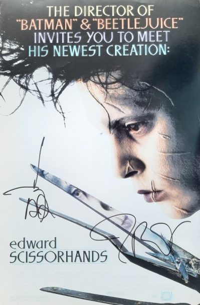 Johnny Depp, Tim Burton, Dual Signed "Edward Scissorhands" 12x18 Movie Poster Print