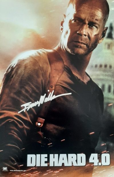 Bruce Willis "Die Hard 4.0" Signed 18x12 Movie Poster