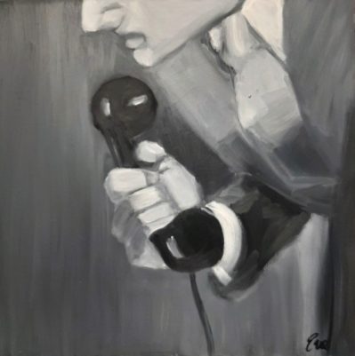 Eve Plumb “Anxiety #5” Oil Wood Panel 16″x16″