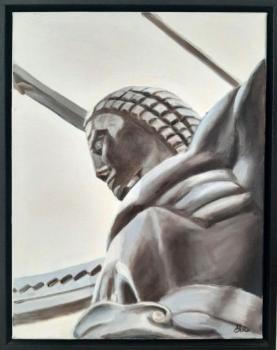 Eve Plumb “Atlas” Oil on Canvas 19″x15″ Framed