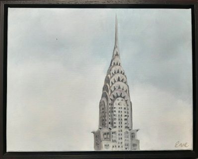 Eve Plumb “Chrysler Building #2” Oil on Canvas, Framed Size 19″x15″