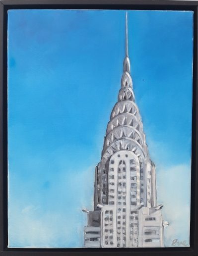 Eve Plumb “Chrysler Building #1” Oil on Canvas, Framed Size 19″x15″