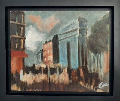 Eve Plumb “European Street Scene #2” Oil on Canvas 10″x12″ Framed