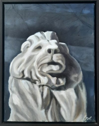 Eve Plumb “Library Lion” Oil on Canvas 19″x15″ Framed