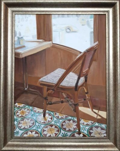 Eve Plumb “Tile Floor” Oil on Canvas, Framed Size 22″x18″