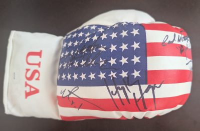 Signed USA Boxing Glove by Sylvester Stallone, Carl Weathers, Mr. T, Hulk Hogan & Dolph Lundgren!